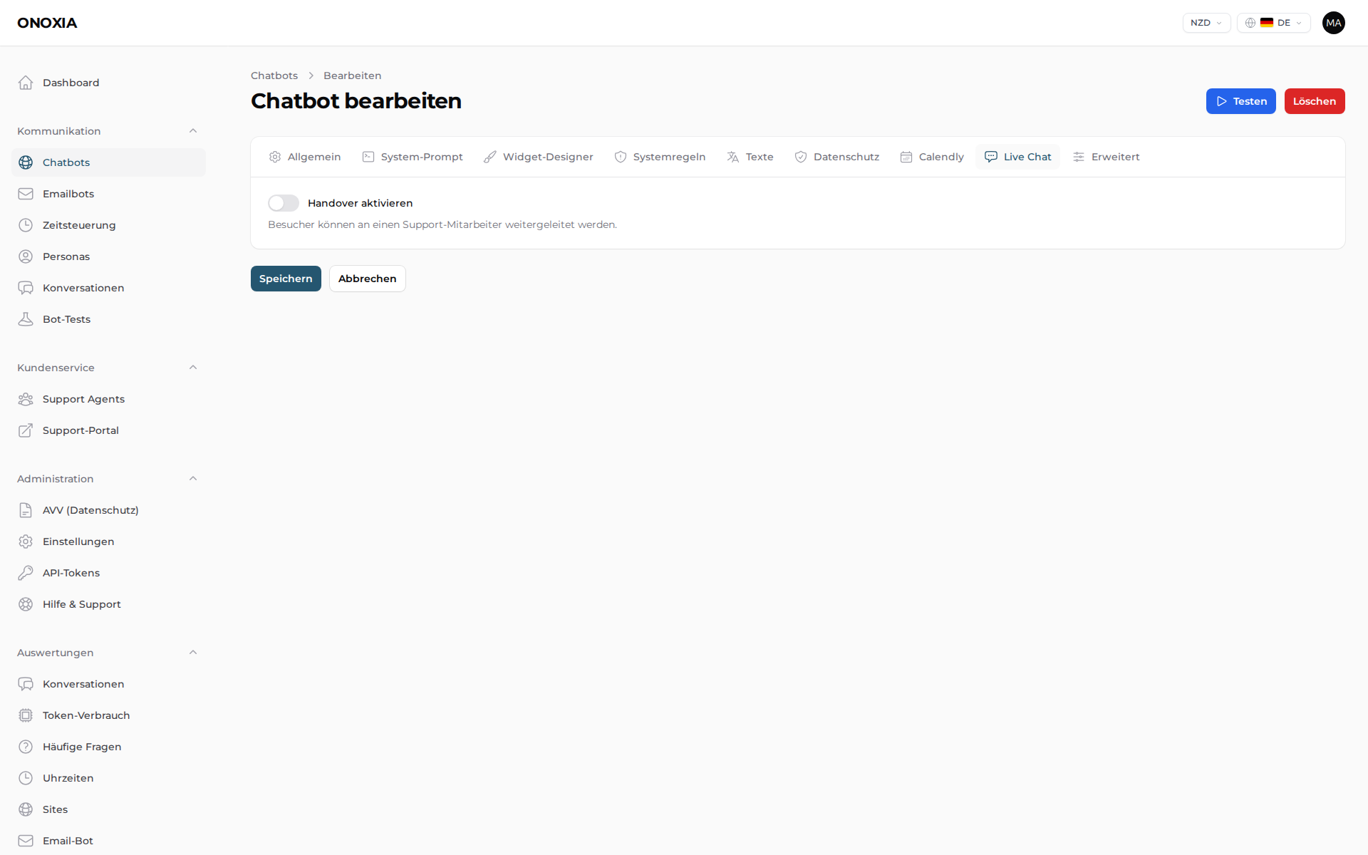 ONOXIA Live Chat Configuration