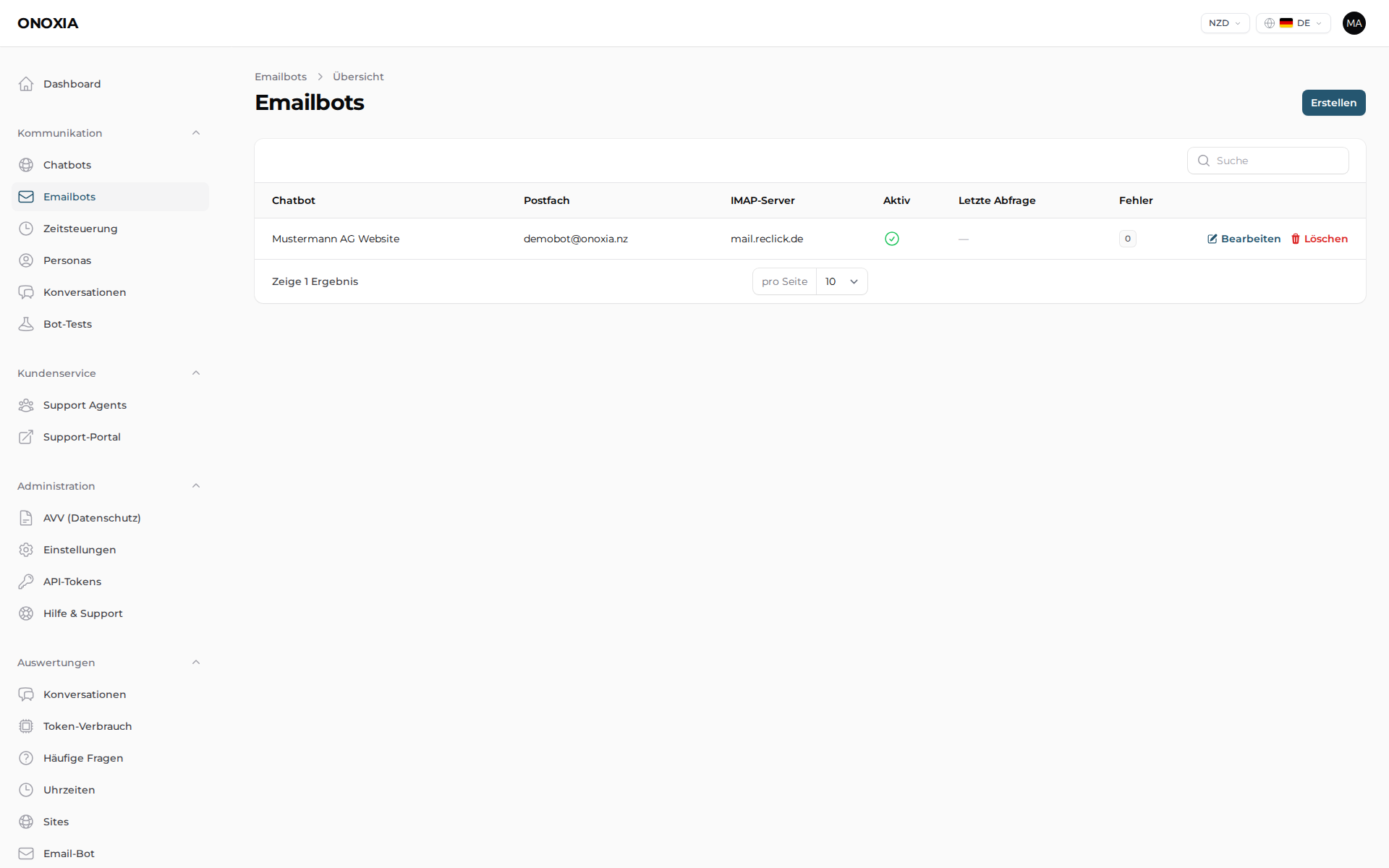 ONOXIA Email Agent Dashboard